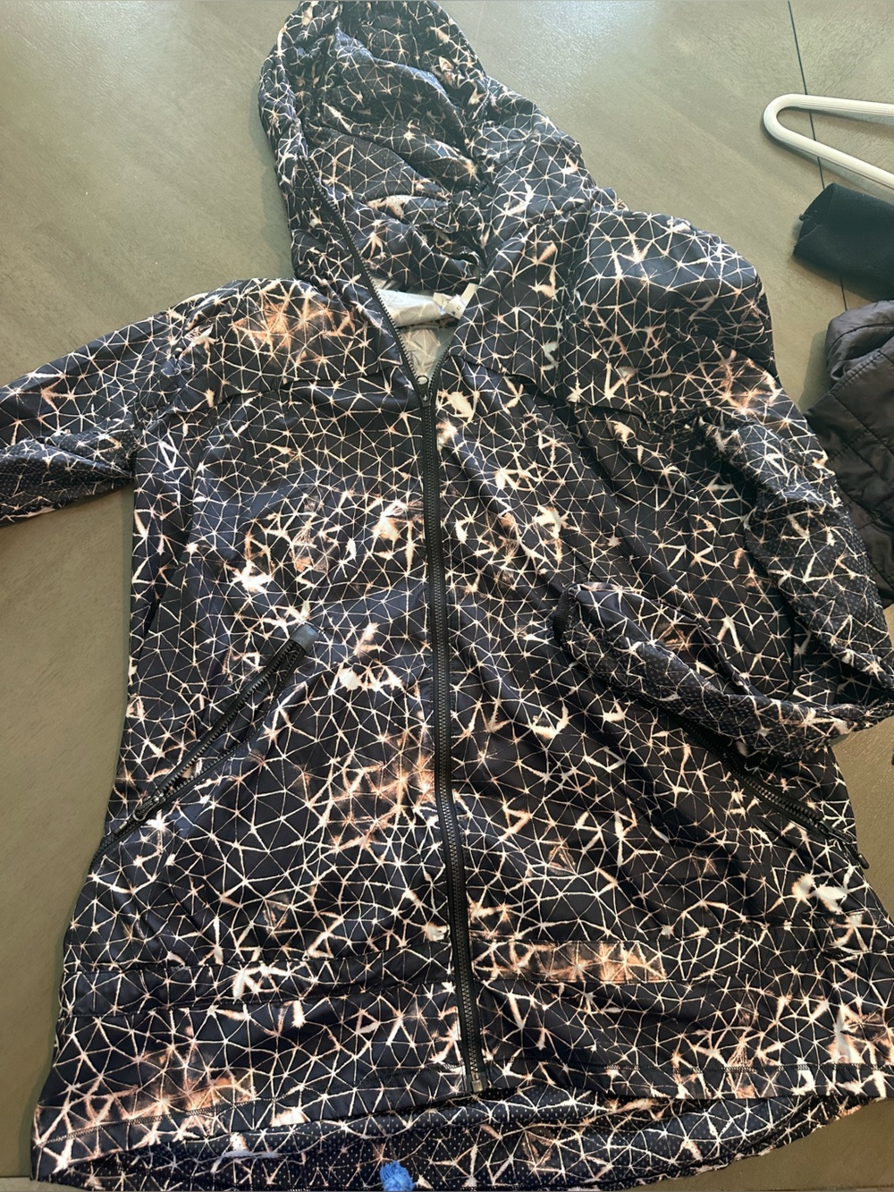 lululemon athletica Black Geometric Hooded rain jacket